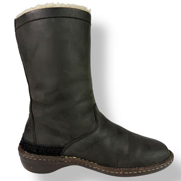 UGG Australia 5156 Vintage Y2K Black Leather Toggle Shearling Boots Women’s 8 - Picture 6 of 12